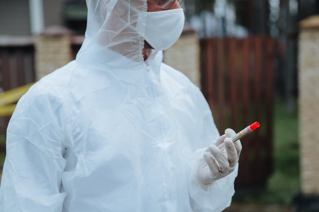 pandemic preparedness changes shown through healthcare worker handling test sample