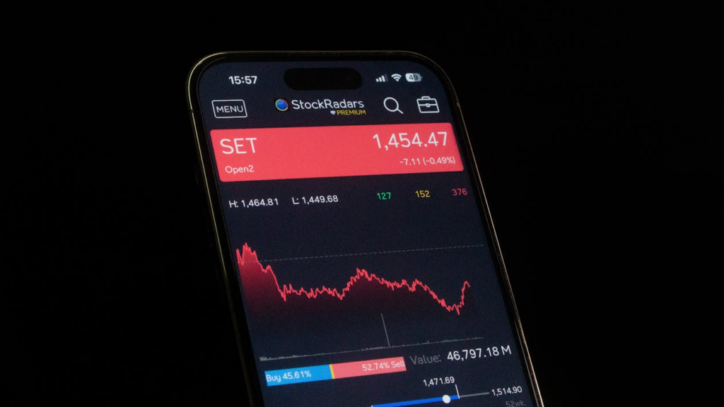 what is a recession shown through stock market decline on mobile screen