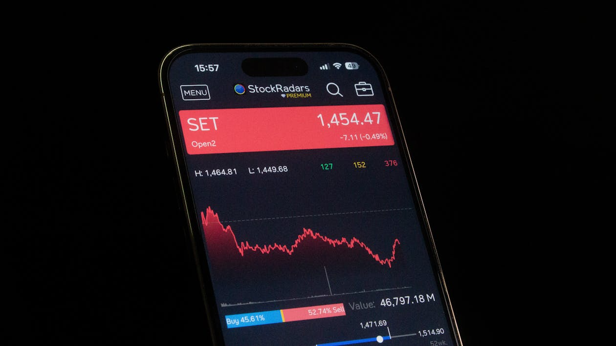 what is a recession shown through stock market decline on mobile screen