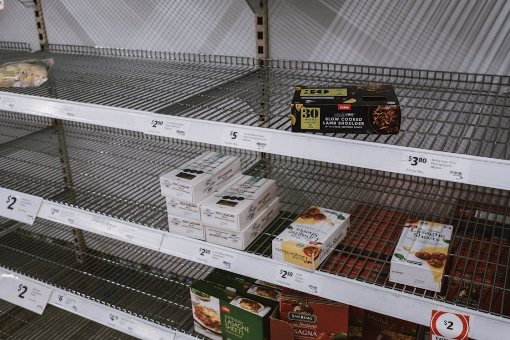 Who sanctions hurt first illustrated by empty grocery store shelves and limited food availability